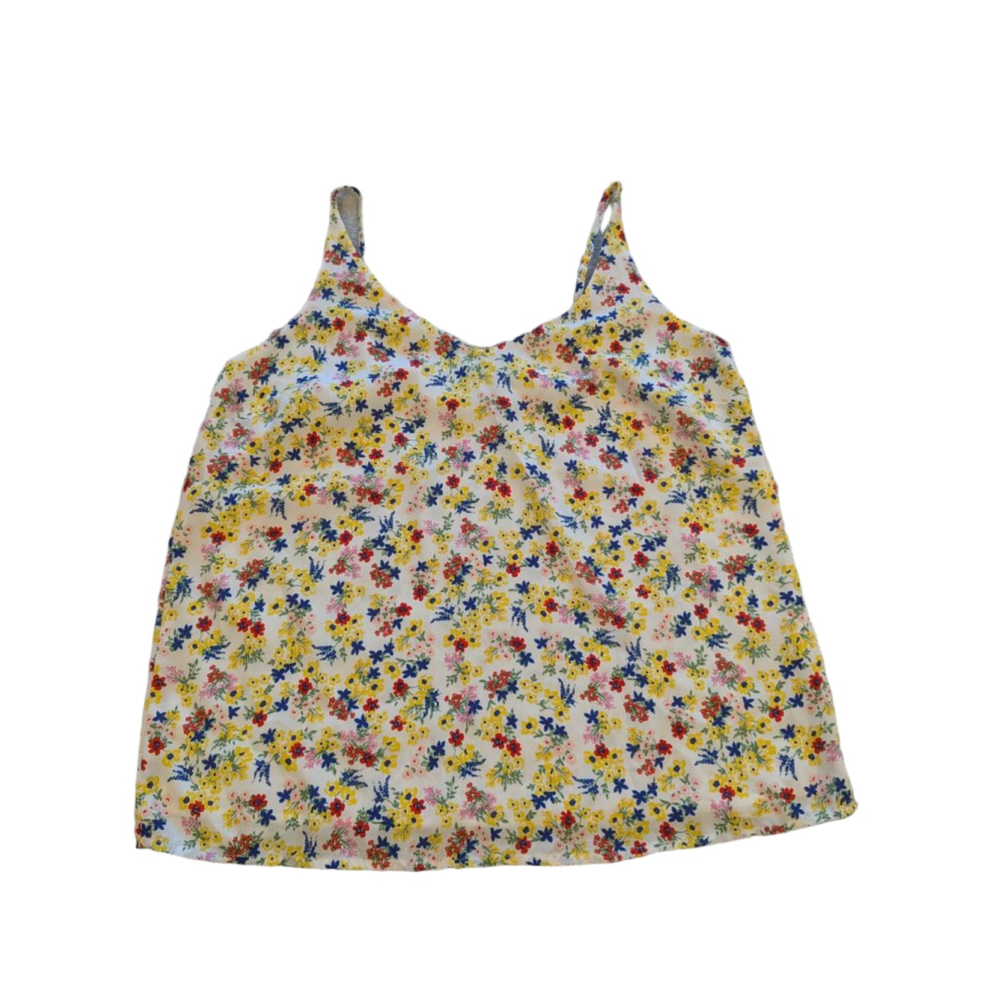 Women's Banana Republic Floral Tank Top M White Yellow Adj Straps